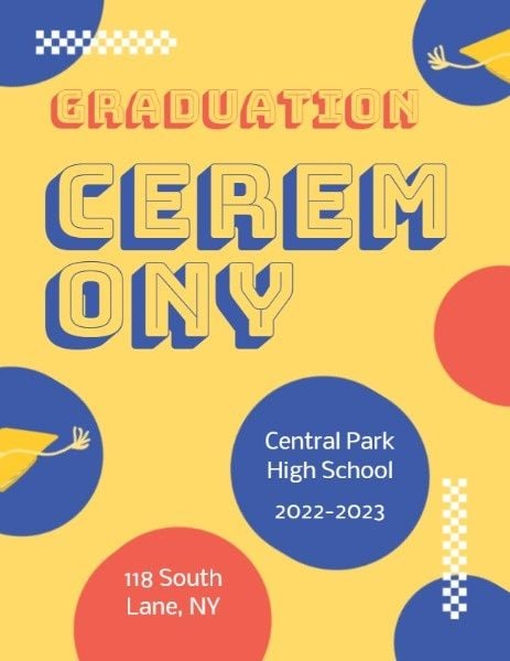 event, central, teacher, Yellow And Blue Graduation Ceremony Program Template