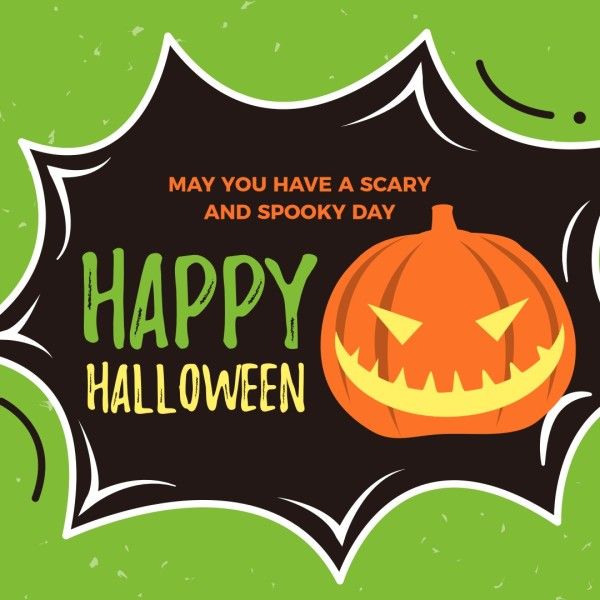 party, horror, fun, Cartoon Cute Spooky Halloween Wish Instagram Post Template