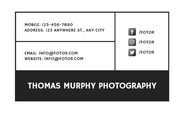 Photographer Business Card Business Card