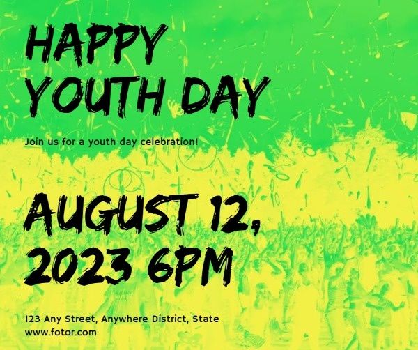 international youth day, adolescence, teenager, Green National Youth Day Facebook Post Template