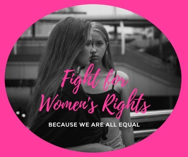 woman, girl power, equality, Pink Fight For Women's Right Photo Collage Facebook Post Template