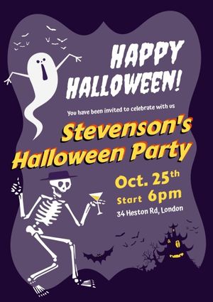 spooky, scary, holiday, Cartoon Halloween Party Night Poster Template