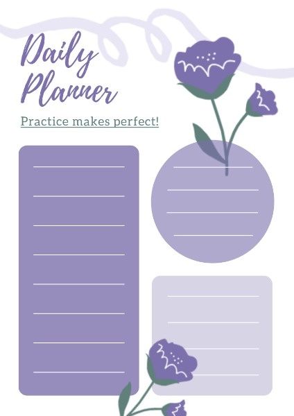 schedule, to-do list, organize, Artistic Flower Daily Planner Template
