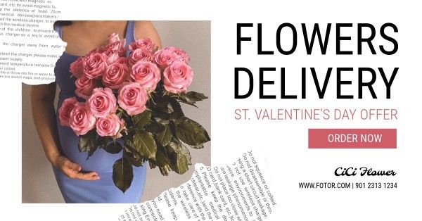 valentine, valentines day, sale, White Flowers Delivery Facebook Ad Facebook App Ad Template