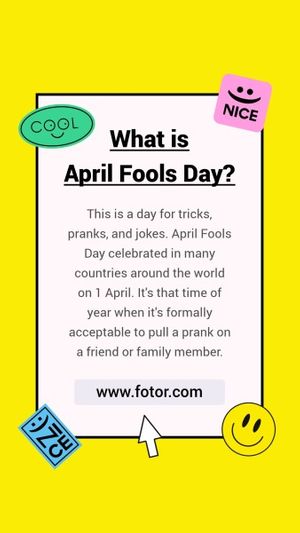 event, celebration, festival, Yellow Creative Smiley What Is April Fools' Day Instagram Story Template