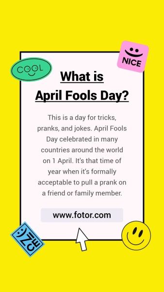 Yellow Creative Smiley What Is April Fools' Day Instagram Story
