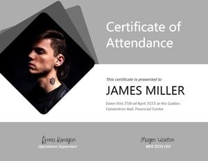 membership, certificate of attendance, business, Grey Photo Attendance Certificate Template