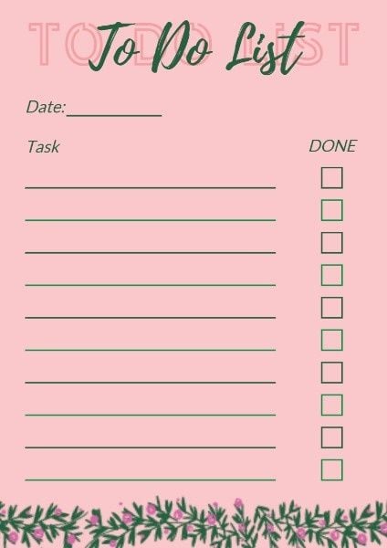 coffice, work, checklist, Pink To Do List Planner Template