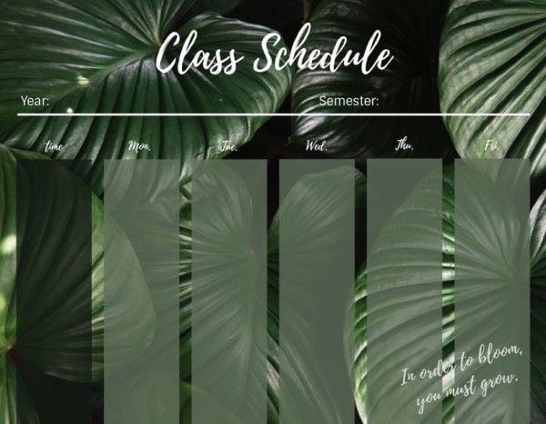 Green Leaves Background Class Schedule