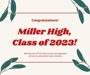 collage, eduation, wishes, Simple White High School Graduation Card Facebook Post Template