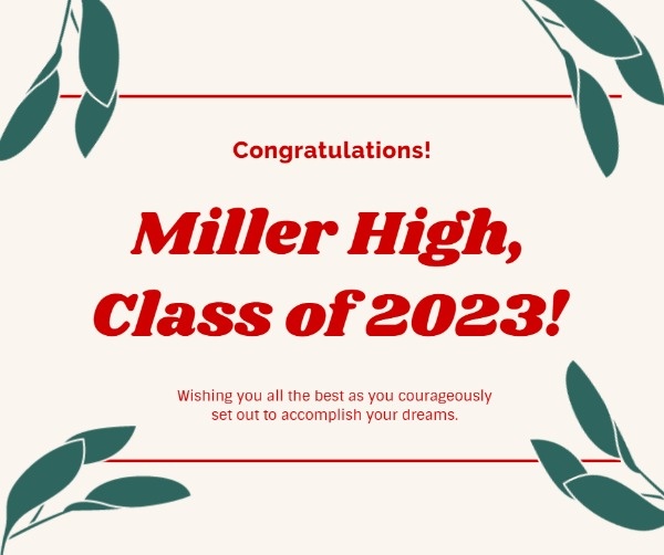 Simple White High School Graduation Card Facebook Post