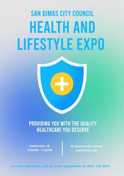 healthcare, medical, shield, Gradient Health And Lifestyle Expo Poster Template