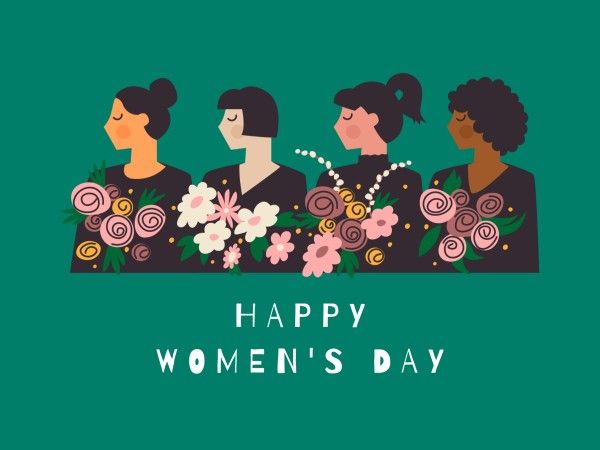 march 8, greeting, celebration, Green Simple Illustration International Women's Day Card Template