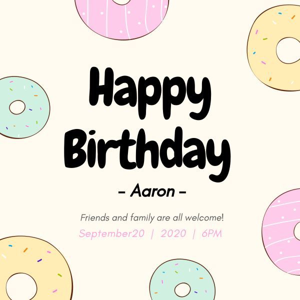 anniversary, happy, life, Aaron's Birthday Party Instagram Post Template
