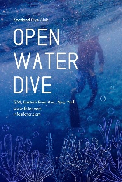 open water diving, dive club, under the sea, Open Water Dive Pinterest Post Template