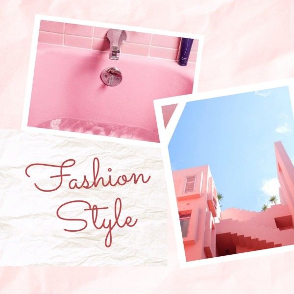 fahion, wall, building, Pink Fashion Style Photo Photo Collage (Square) Template