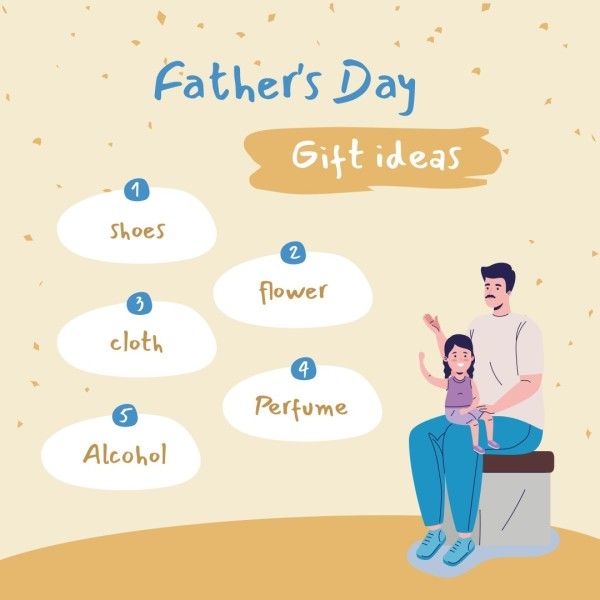 gift ideas, dad, promotion, Yellow Illustration Father's Day Gift Guide Instagram Post Template