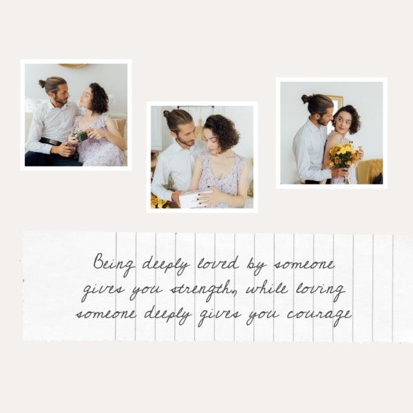 valentines day, love, life, Beige Valentine's Day Photo Collage Quote Instagram Post Template
