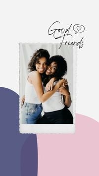 friendship, women, love, Gray Purple Abstract Good Friends Photo Collage Instagram Story Template