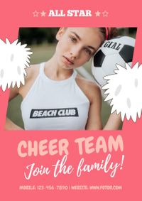 cheer team, school, nitification, Pink Cheerleader Team Club Poster Template