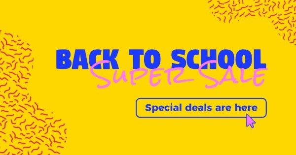  online sale,  e-commerce, new semester, Yellow Simple Back To School Sale Facebook Ad Medium Template