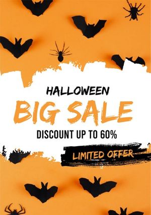 horror, spooky, fun, Orange Halloween Sale Promotion Poster Template