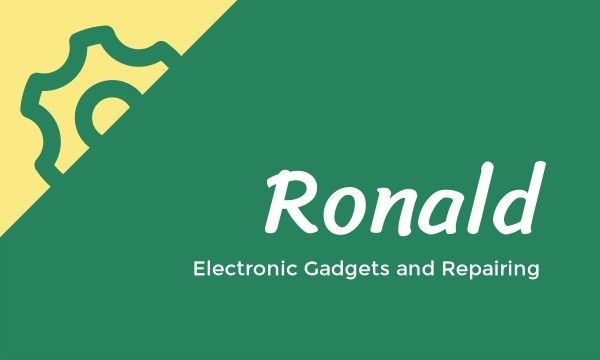 repairman, electrican, shop, Yellow Green Simple Electronic Gadgets And Repairing Business Card Template