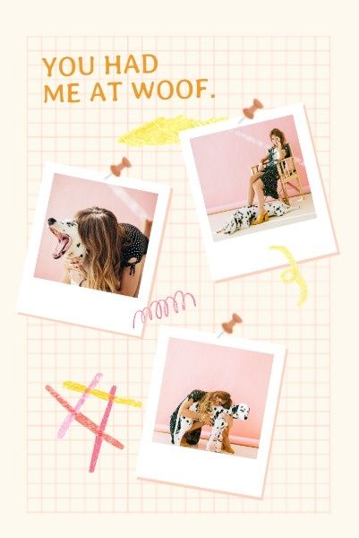 woof, animal, polaroid, Cute Pet Photo Collage Pinterest Post Template