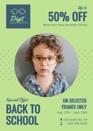 offers, promotions, events, Green Back To School Poster Template