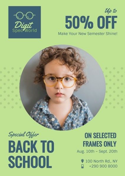 offers, promotions, events, Green Back To School Poster Template