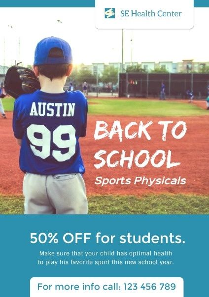 kids, exercise, sport, Student Back To School Physicals  Poster Template