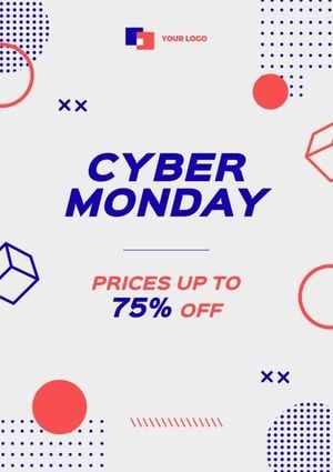 deals, business, commercial, White Cyber Monday Sale Poster Template