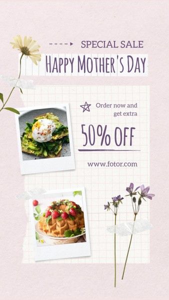 promotion, promo, mothers day, Soft Pink Scrapbook Mother's Day Sale Instagram Story Template