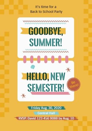 event, new semester, calendar, Back to School Party Invitation Template
