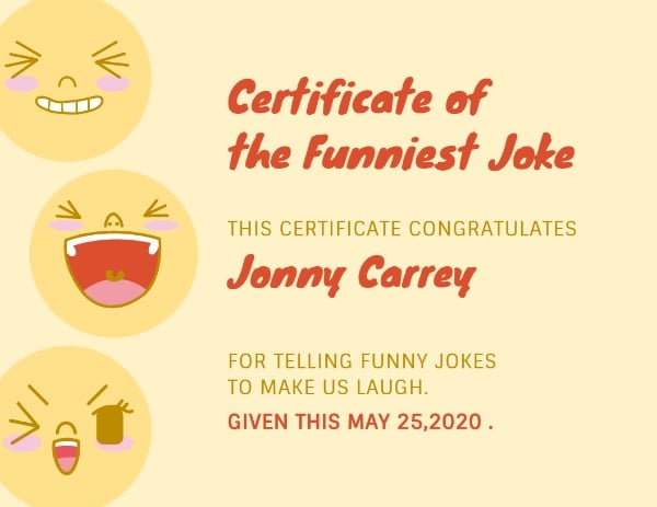 Humorous Certificate
