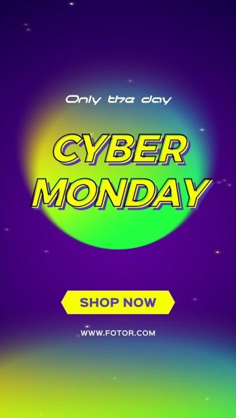 ecommerce, digital product, 3c, Cyber Monday Gradient Neon Online Shopping Pormotion Instagram Story Template