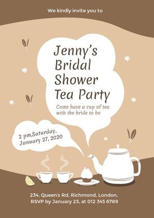 tea party, single tea party, party, Afternoon Tea Bridal Shower Invitation Template