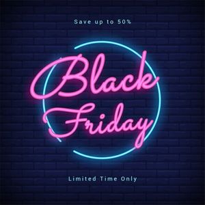 sale, discount, promotion, Dark Purple Neon Black Friday Instagram Post Template