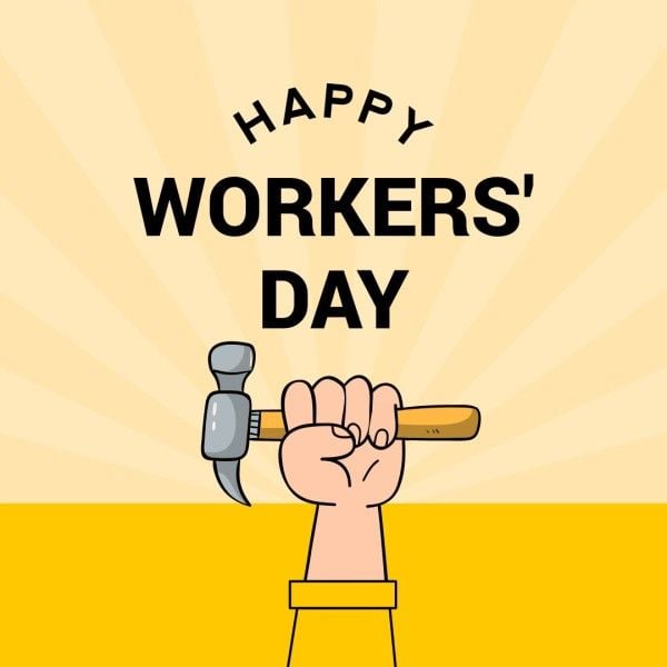 greeting, celebration, celebrate, Yellow Modern International Workers' Day Instagram Post Template