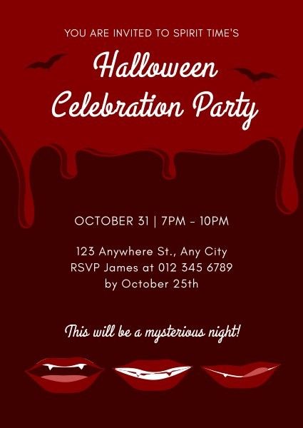 holiday, event, bat, Spooky Halloween Celebration Party Invitation Template