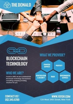 introduction, service, internet, Blue And Black Company Blockchain Advertising Poster Template