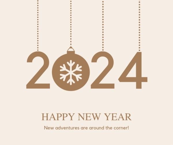 greeting, celebration, holiday, Beige Simple Happy New Year Facebook Post Template