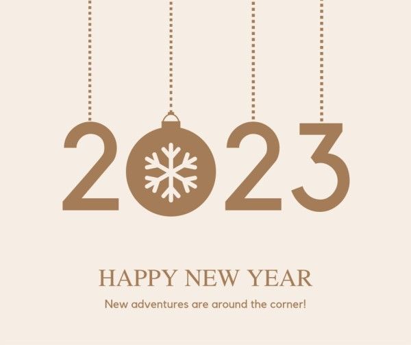 2023, greeting, celebration, Beige Simple Happy New Year Facebook Post Template