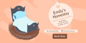 travel, vacation, life, Queen bed homestay Twitter Post Template