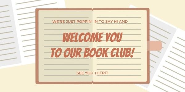 books, reading, education, Book Club Welcome Card Twitter Post Template