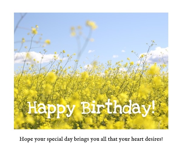 黄色の花の誕生日の願い Facebook投稿