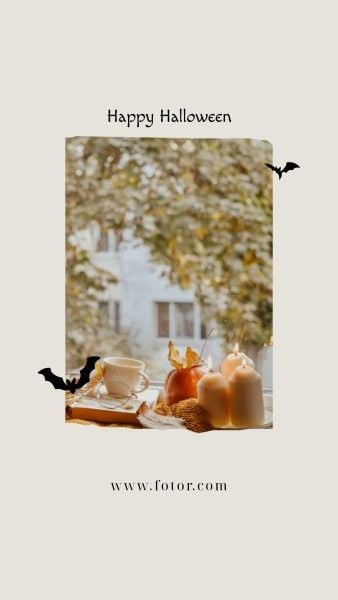photo collage, happy, celebration, Beige Minimal Halloween Holiday Instagram Story Template