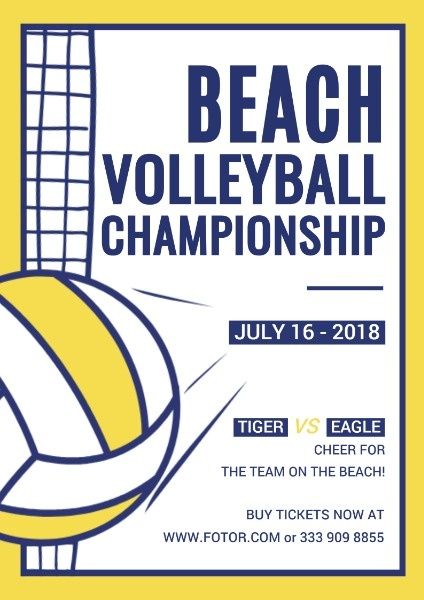 summer volleyball, competition, the summer, Beach Volleyball Championship Poster Template