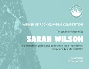 rock climbing, official, office, Winner of Competition Certificate Template