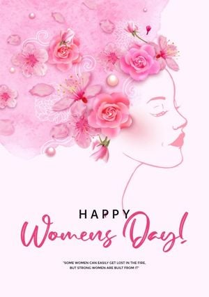 粉红国际妇女节 英文海报